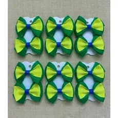 Kit 6 Pares Laços Infantil Brasil Verde Amarelo 🇧🇷 – Presilha Boutique Antiderrapante, Acessório Cabelo Menina, Festa Es