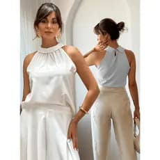 Blusa Regata Soltinha Casual Trabalho Elegante Básica
