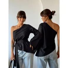 Blusa Feminina Assimetrica Mula Manca Um Ombro Só Básica Social Elegante