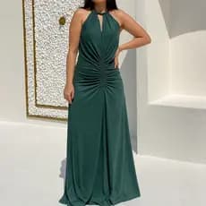 Vestido Drapeado Feminino Elegante Festa