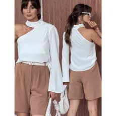 Camisa Feminina Social Manga Longa Mula Manca Moda