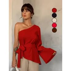 Blusa Feminina Nula Manga assimetrica com amarração
