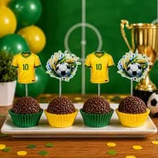 40 TOPPER PARA DOCES FUTEBOL - ANIVERSÁRIO FUTEBOL - COPA DO MUNDO - DECORAÇÃO FUTEBOL