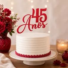 TOPO DE BOLO 45 ANOS TOPO DE BOLO BODAS DE RUBI - DECORAÇÃO 45 ANOS