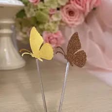 50 TAG TOPPER DE DOCE BORBOLETA - FESTA JARDIM DAS BORBOLETAS - BORBOLETA DOURADA