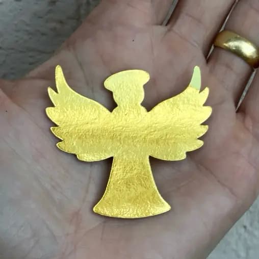 APLIQUE ANJO DOURADO 5CM EM PAPEL  - LEMBRANCINHAS BATIZADO CRISMA COMUNHÃO NATAL