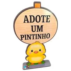 Display MDF Fazendinha "Adote Um Pintinho" 20cm Decoração de festa