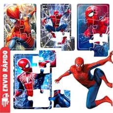 Kit 4 Quebra Cabeça em Mdf 6 Peças Jogo Pedagógico Infantil Lúdico Educativo Homem Aranha