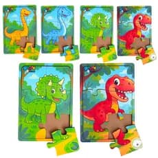 Kit 4 Quebra Cabeça em Mdf 6 Peças Jogo Pedagógico Infantil Lúdico Educativo DINOSSAURO