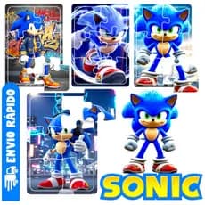 Kit 4 Quebra Cabeça em Mdf 6 Peças Jogo Pedagógico Infantil Lúdico Educativo animais SONIC
