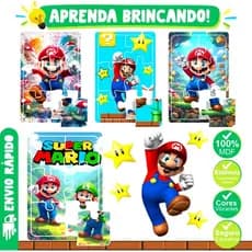 Kit 4 Quebra Cabeça em Mdf 6 Peças Jogo Pedagógico Infantil Lúdico Educativo Super Mario 4 anos para Meninos