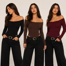 Body Ombro a Ombro Manga Comprida Longa Blusa Feminina  Elegante Bory Ciganinha Suplex Moda Gringa Forro Festa Estiloso