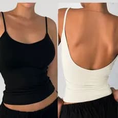 Kit 2 Regatas Cropped Alcinha Costas  Nuas  Decote Abertas Feminina Suplex Tubinho Gringa Top Academia Treino
