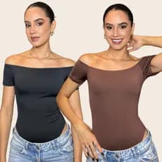 Body Feminino Ciaganinha Suplex Ballet Moda Gringa Ombro a Ombro Blogueira