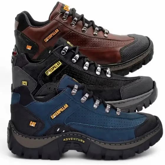 Tenis Bota Caterpillar CAT Masculino Adventure Trilha de Couro Macio Com Solado Leve Antiderrapante Macio Pronta Entrega