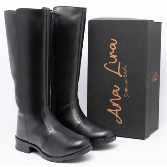 Bota Coturno Feminina Casual Outono Inverno de Couro Confort com Solado Costurado