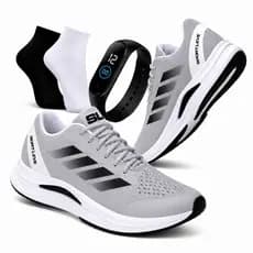 Kit Tênis Masculino Esportivo Leve Macio Confortável Antiderrapante Estiloso Ideal Caminhada Corrida + Relógio e Meia
