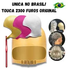 Touca Mechas Luzes Reflexo Alinhado Com Alça Silicone 2300 Furos + Agulha Profissional