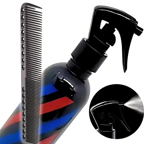 Kit Pente De Carbono Umi Antiestático Profissional + Borrifador Pulverizador Barbearia Névoa 200ml