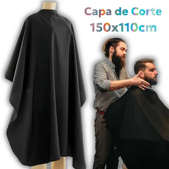 Capa De Corte Cabelo Barbeiro Barbearia Salão Cabeleireiro Preta Extra Grande Cetim Profissional
