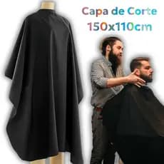 Capa De Corte Cabelo Barbeiro Barbearia Salão Cabeleireiro Preta Extra Grande Cetim Profissional