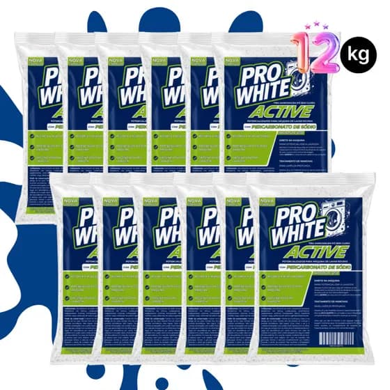 Kit 12 Percarbonato de Sódio Para Máquinas de Lavar Active Potencializador de Lavagens Profissional