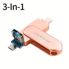 Applicable for iPhone 3-in-1 high-end metal USB flash drive, high-speed rotating 3.0 thumb drive external storage 1TB