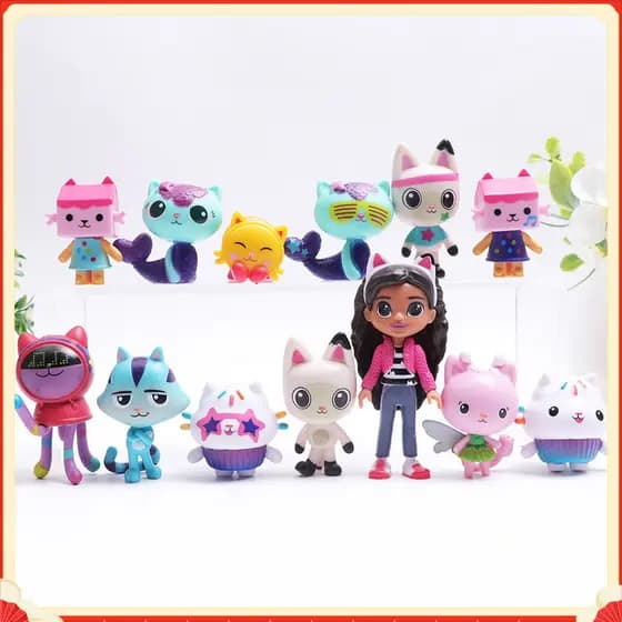 Playset 13 Peças : Boneca Smiling Kitty E , Presente De Natal/Aniversário Para Meninas , Enfeites De Mod