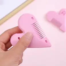 Pêssego coração dupla face pente de cabelo franja aparador de cabelo pente crianças Anti-corte corte de cabelo lâmina su