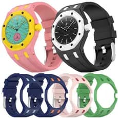 Fosco PC Mod Kit Caso Quadro + Alça Para Swatch AP Royal Pop Modificação Integrada Capa De Silicone Pára-Choques Banda A