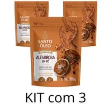 Kit com 3 Alfarroba em Pó Premium 100% Natural 200g  Santo Óleo