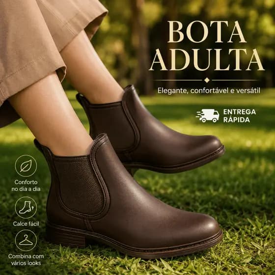 Bota Feminina Impermeável Preta Cano Baixo Casual 35\36 ao 39\40