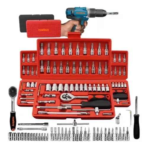 Kit De Ferramentas 46/40 Peças Jogo De Soquetes Chave Catraca Reversível Com Maleta Jogo De Ferramentas Completo