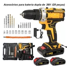 Parafusadeira Furadeira 36V 2 Baterias Muito Forte Com Maleta Completa