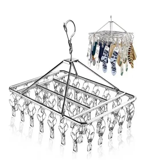 Varal 40/60 Prendedores Roupa Bebe Calcinha Cueca Dobrável Inox