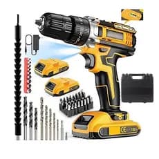 Parafusadeira Furadeira de Elétrica Sem Fio Impacto 48V Bateria 3 funções Kit Completo Acessórios