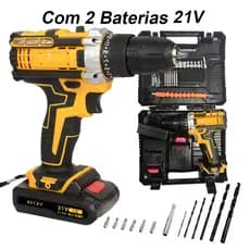 Furadeira e parafusadeira sem fio 48v com 2 baterias e estojo completo