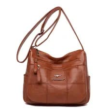 Bolsa De Ombro Tiracolo Transversal De Couro Flexível Impermeável Para Mulheres