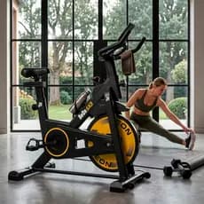 BICICLETA ERGOMÉTRICA SPINNING FITNESS SX3 10KG BEON AMARELA