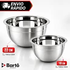 Tigela Mixing Bowl Inox 18cm 22cm Multiuso Profissional Fundo Cozinha Completa Gourmet