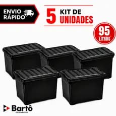 Kit 5 Caixas Organizadoras 95 Litros com Rodinhas e Trava Ideal para Brinquedos e Organização