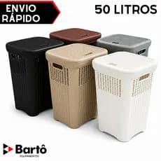 Cesto Telado Rattan 50 Litros Com Tampa Premium Varias Cores