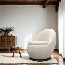 Poltrona Giratória para Sala Orgânica Confortável e Reforçada Bouclé