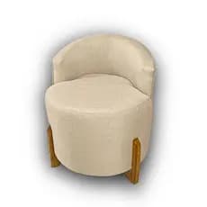 Puff Poltrona Com Encosto Confortável Decorativa Orgânica Para Recepção Linho Agatha