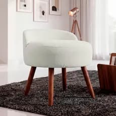 Banqueta Com Encosto Confortável Minimalista Para Recepção Design Orgânico Bouclé