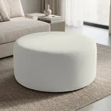Puff Mezza Central Redondo Decorativo para Sala Orgânico Confortável e Reforçado Bouclé