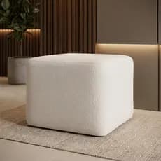 Puff Retangular Decorativo para Sala Orgânico Confortável e Reforçado Bouclé