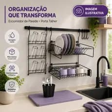 Escorredor de Louça Suspenso Porta Talher Organizador Pia Porta Copos Pratos Bancada Livre Cozinha