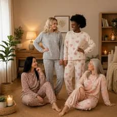 Pijama Feminino Fleece Peludinho Longo Inverno 3D Quentinho Conjunto Teddy Fechado