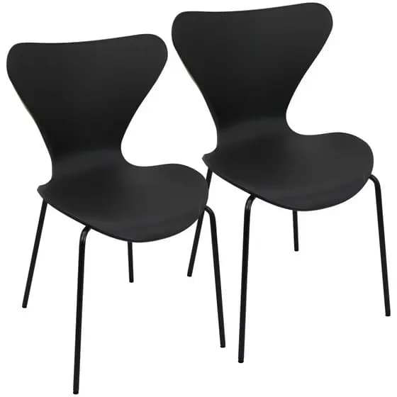 Kit 2 Cadeiras Jacobsen Polipropileno Sala Jantar Base Preta